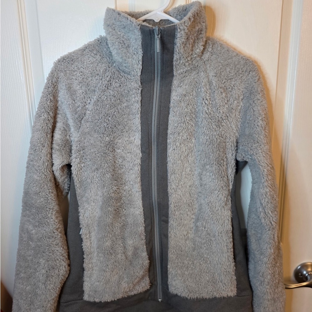 The North Face Furry Fleece Two Toned Gray Full Zip Jacket Small Petite - Picture 2 of 6